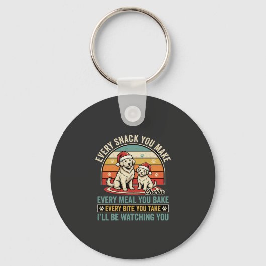 Kerst hond liefhebbers snack kijken sleutelhanger (Voorkant)