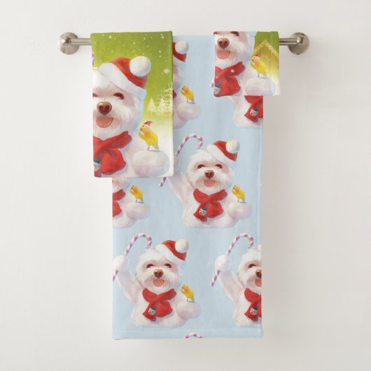 Kerst Hond met Candy Cane Bad Handdoek (Insitu)
