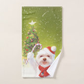 Kerst Hond met Candy Cane Bad Handdoek (Handdoek)