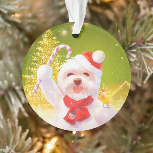 Kerst Hond met Candy Cane Ornament (Boom)
