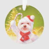 Kerst Hond met Candy Cane Ornament (voorkant)