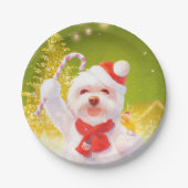 Kerst Hond met Candy Cane Papieren Bordje (Voorkant)