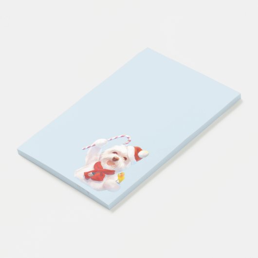 Kerst Hond met Candy Cane Post-it® Notes (Schuin)