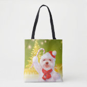 Kerst Hond met Candy Cane Tote Bag (Voorkant)