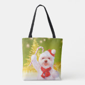 Kerst Hond met Candy Cane Tote Bag (Achterkant)