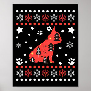 Kerst Hond Patroon Franse Bulldog Eigenaar 1 Poster