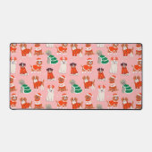 Kerst hond patroon roze vakantie bureau mat (Voorkant)