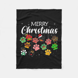 Kerst Hond Paw Print Buffalo Plaid Lelijke Kerstmi Fleece Deken