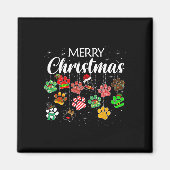 Kerst Hond Paw Print Buffalo Plaid Lelijke Kerstmi Magneet (Voorkant)