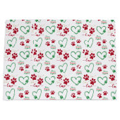 Kerst HOND PAW PRINTS en LIEFDE HARTEN Feestelijk Groot Cadeauzakje (Voorkant)