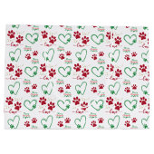 Kerst HOND PAW PRINTS en LIEFDE HARTEN Feestelijk Groot Cadeauzakje (Achterkant)