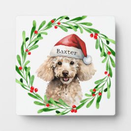Kerst Hond Poodle Santa Hat Vakantie Fotoplaat