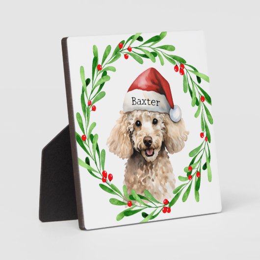 Kerst Hond Poodle Santa Hat Vakantie Fotoplaat (Voorkant)