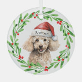 Kerst Hond Poodle Santa Hat Vakantie Glas Ornament (Voorkant)