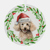 Kerst Hond Poodle Santa Hat Vakantie Glas Ornament (Achterkant)