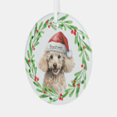 Kerst Hond Poodle Santa Hat Vakantie Glas Ornament (Voorkant links)
