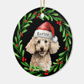 Kerst Hond Poodle Santa Hat Vakantie Keramisch Ornament (Links)