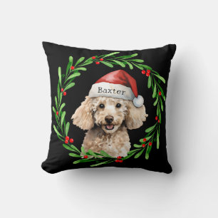 Kerst Hond Poodle Santa Hat Vakantie Kussen