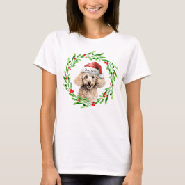 Kerst Hond Poodle Santa Hat Vakantie T-shirt