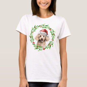 Kerst Hond Poodle Santa Hat Vakantie T-shirt