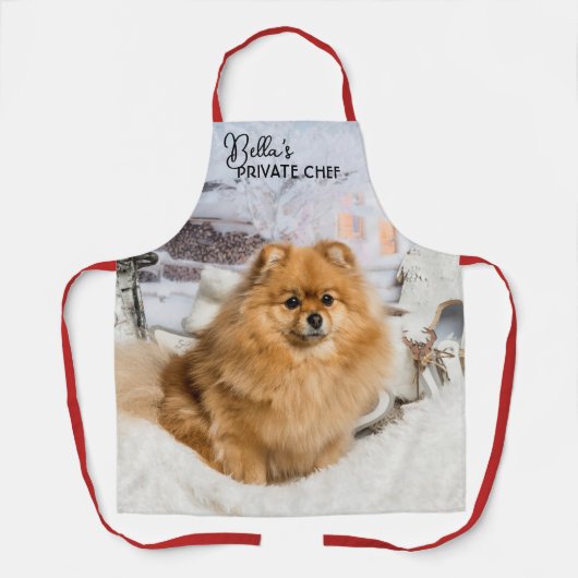 Kerst Hond Private Chef Custom Foto Naam Schort (Voorkant)