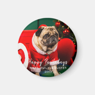 Kerst Hond Puppy Foto Happy Pawholidays Familie Magneet