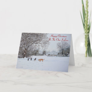 Kerst hond sneeuw landschap scène feestdagen kaart