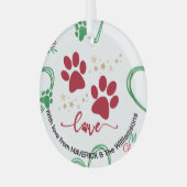 Kerst HOND VOETAFDRUKKEN gepersonaliseerd Glas Ornament (Voorkant links)