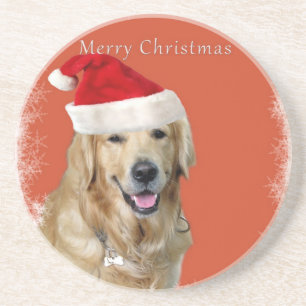 Kerst hond zandsteen onderzetter