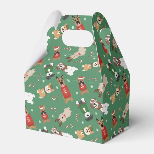 Kerst Honden Patroon Rood Groen Bedankdoosjes (Achterkant)