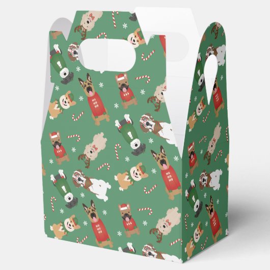 Kerst Honden Patroon Rood Groen Bedankdoosjes (Geopend)