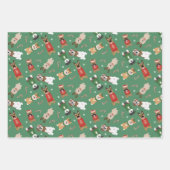 Kerst Honden Patroon Rood Groen Inpakpapier Vel (Voorkant 3)