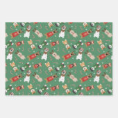 Kerst Honden Patroon Rood Groen Inpakpapier Vel (Voorkant)