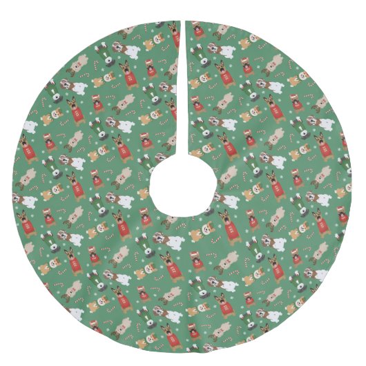 Kerst Honden Patroon Rood Groen Kerstboom Rok (Voorkant)