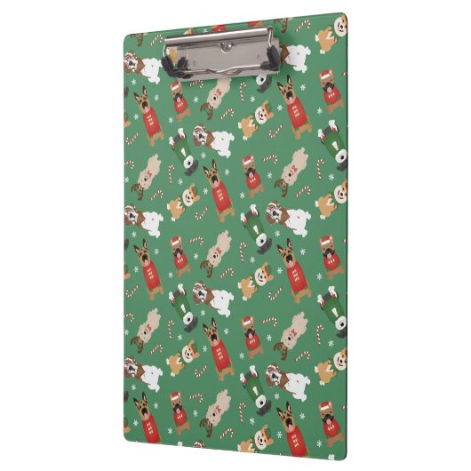 Kerst Honden Patroon Rood Groen Klembord (Links)