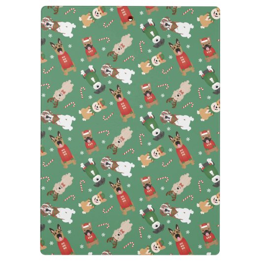 Kerst Honden Patroon Rood Groen Klembord (Achterkant)