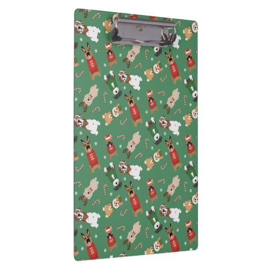 Kerst Honden Patroon Rood Groen Klembord (Rechts)