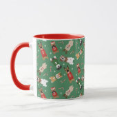 Kerst Honden Patroon Rood Groen Mok (Links)