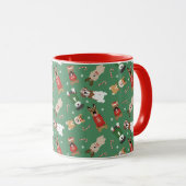 Kerst Honden Patroon Rood Groen Mok (Voorkant rechts)