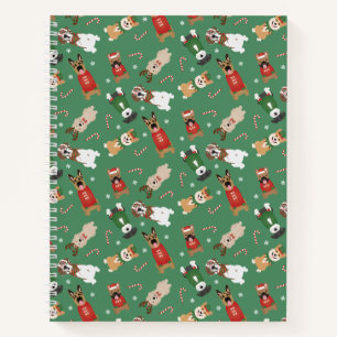 Kerst Honden Patroon Rood Groen Notitieboek