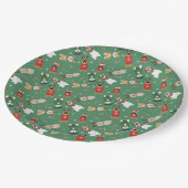 Kerst Honden Patroon Rood Groen Papieren Bordje (Gekanteld)