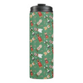 Kerst Honden Patroon Rood Groen Thermosbeker (Voorkant)