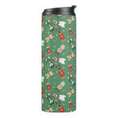 Kerst Honden Patroon Rood Groen Thermosbeker (Gedraaid links)