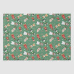 Kerst Honden Patroon Rood Groen Tissuepapier<br><div class="desc">Leuke illustratie van honden gekleed in kerstkledij.</div>