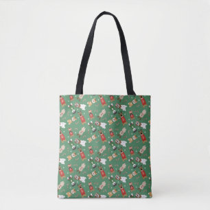 Kerst Honden Patroon Rood Groen Tote Bag