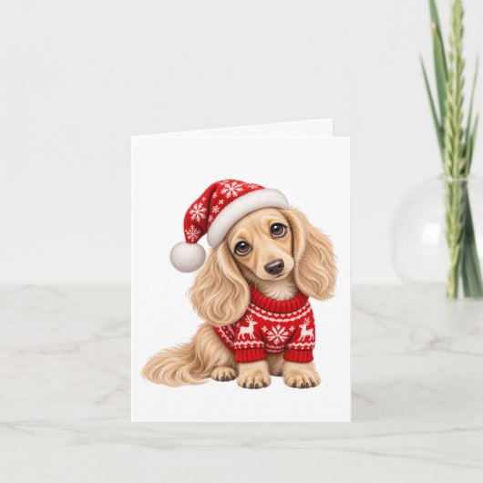 Kerst hondje met korte poten kaart (Voorkant)