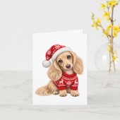 Kerst hondje met korte poten kaart (Gele Bloem)