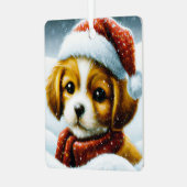 Kerst hondje  metalen ornament (Voorkant links)