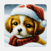 Kerst hondje  metalen ornament (Voorkant)