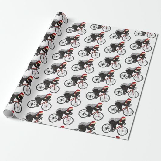 Kerst Honing Badger op een fiets Cadeaupapier (Uitgerold)